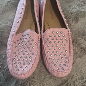 Coach Light Pink Studded Flats
